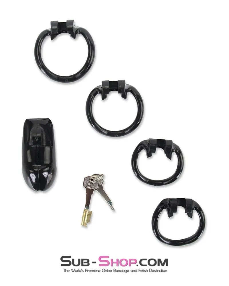 0316AE      Short Knight Black Locking Male Tease and Denial Chastity Device - MEGA Deal