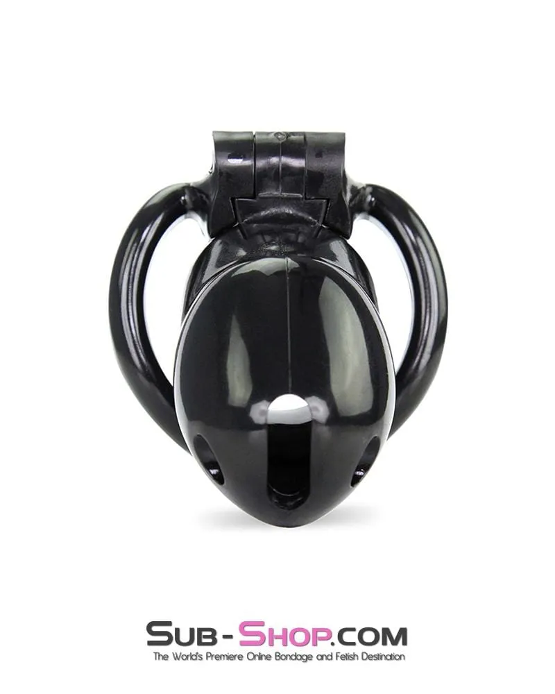 0316AE      Short Knight Black Locking Male Tease and Denial Chastity Device - MEGA Deal