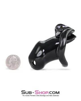 0316AE      Short Knight Black Locking Male Tease and Denial Chastity Device - MEGA Deal