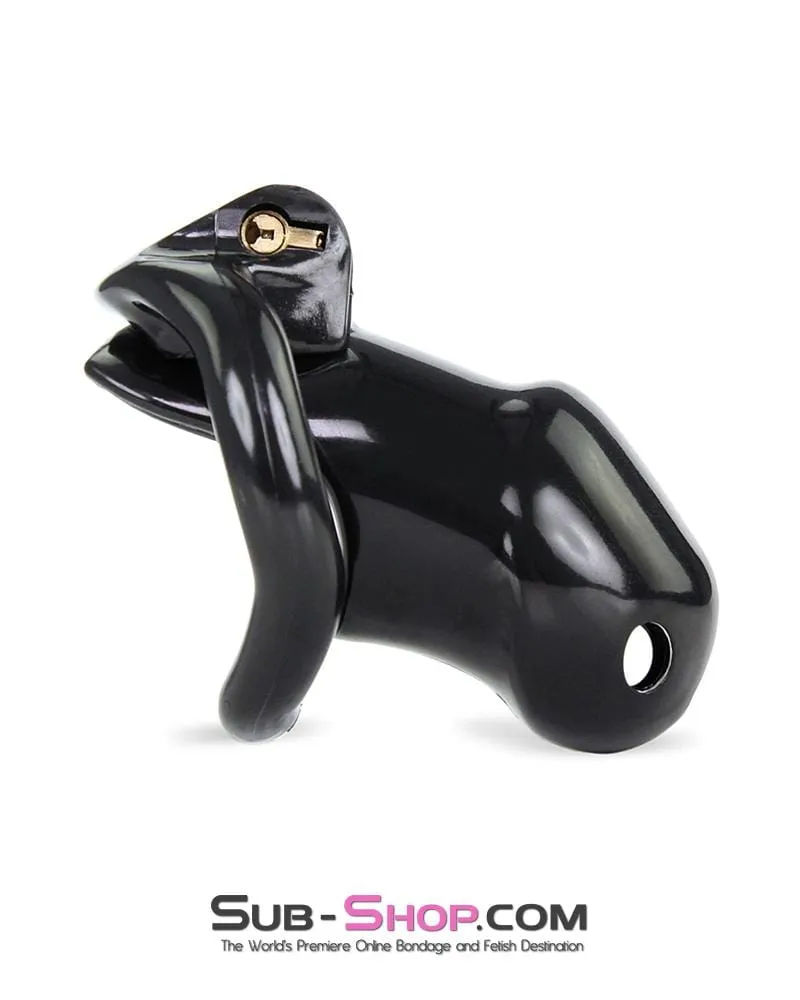 0316AE      Short Knight Black Locking Male Tease and Denial Chastity Device - MEGA Deal