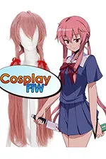 100cm long pink Yuno Gasai - Future Diary cosplay wig.