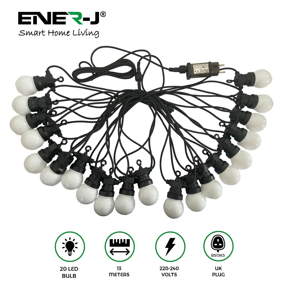 13 Meters RGB String Light Kit, 5V 5W (20 RGB Bulbs   IR Remote   UK Adapter)