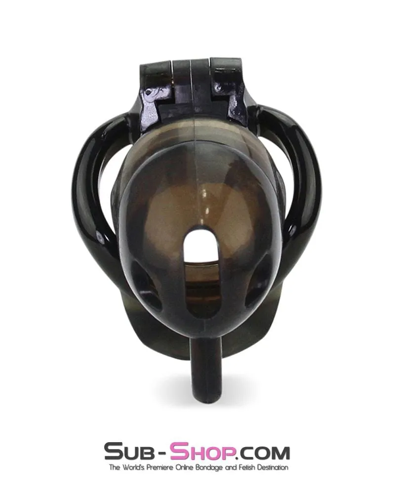 1348AR      Short Black Cock Blocker Silicone Locking Male Chastity with Ball Divider