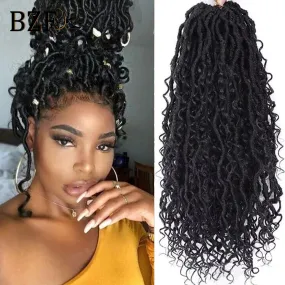 22Inch Goddess Faux Locs Crochet Hair Braids Curly Ends Dreadlocks Hair Synthetic Braiding Hair Extensions Pre Looped For Women