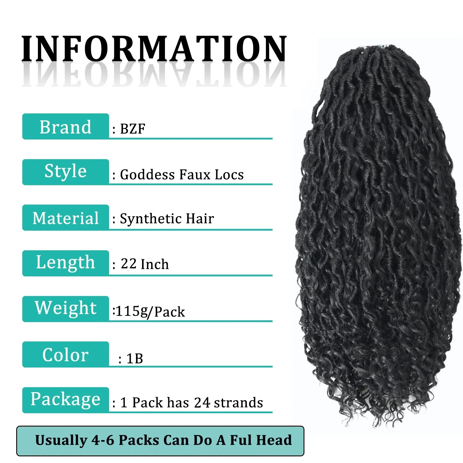 22Inch Goddess Faux Locs Crochet Hair Braids Curly Ends Dreadlocks Hair Synthetic Braiding Hair Extensions Pre Looped For Women