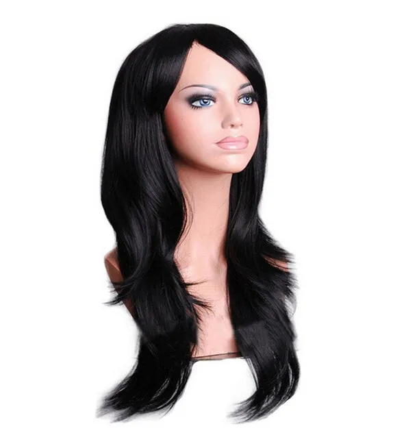 70 Cm Black Long Wavy Cosplay Wig