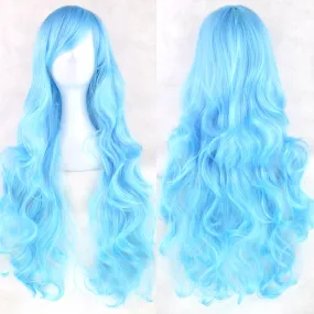 80 cm Arctic Blue Wavy Long Cosplay Wig