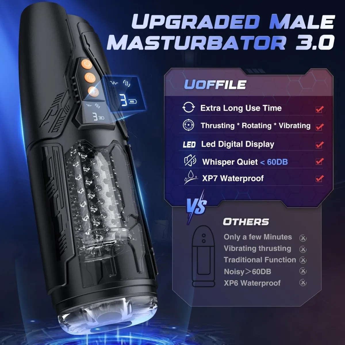 Automatic Thrusting and Rotating Vibrating penis pump Led Display Male Masturbator