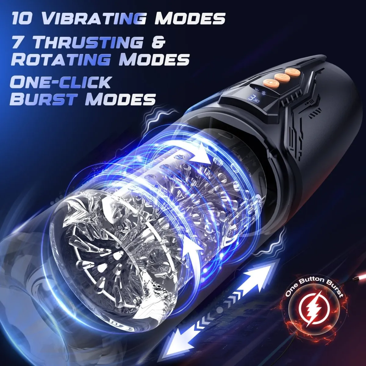 Automatic Thrusting and Rotating Vibrating penis pump Led Display Male Masturbator