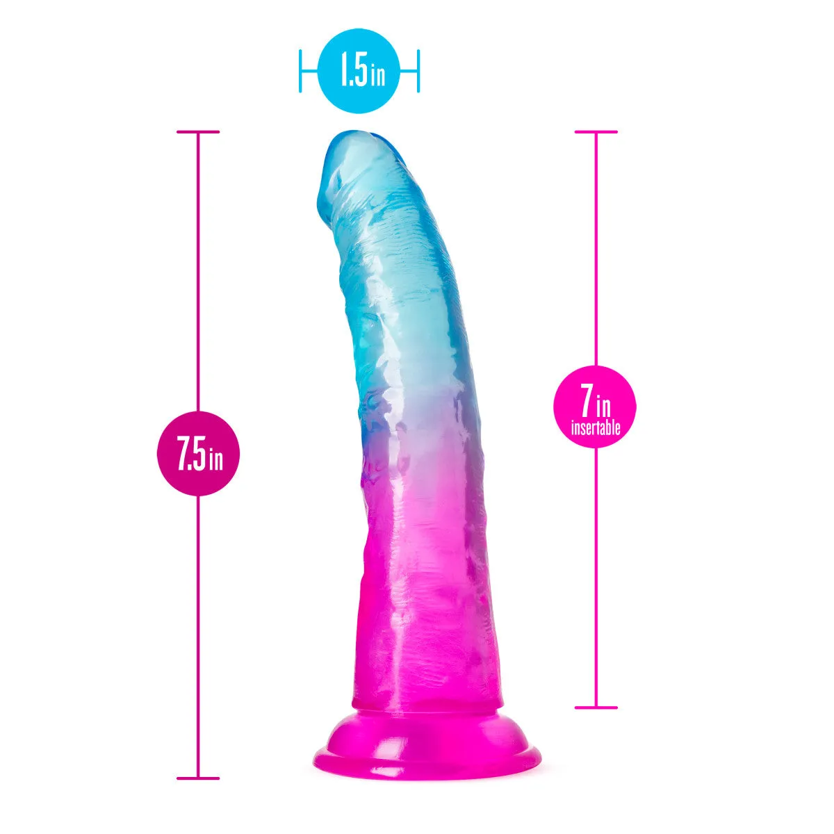 B Yours By Blush® | Beautiful Sky Realistic Sunset 7.5-Inch Long Dildo With Suction Cup Base