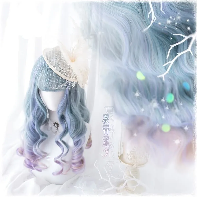 Blue Purple Ombre Long Wig