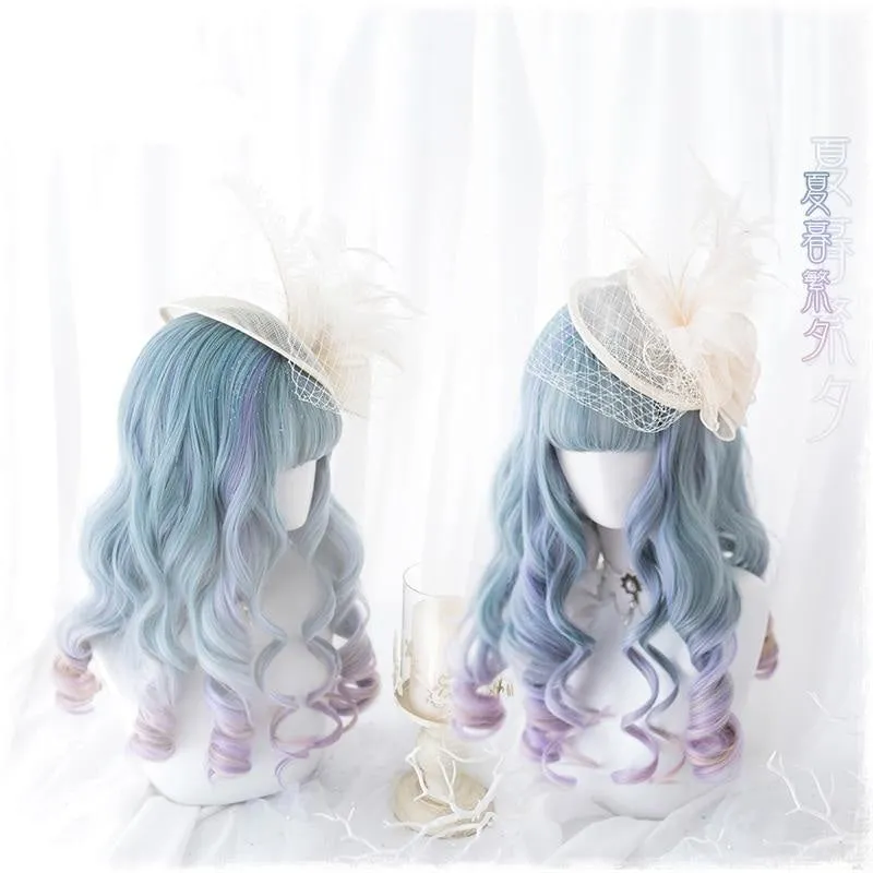 Blue Purple Ombre Long Wig