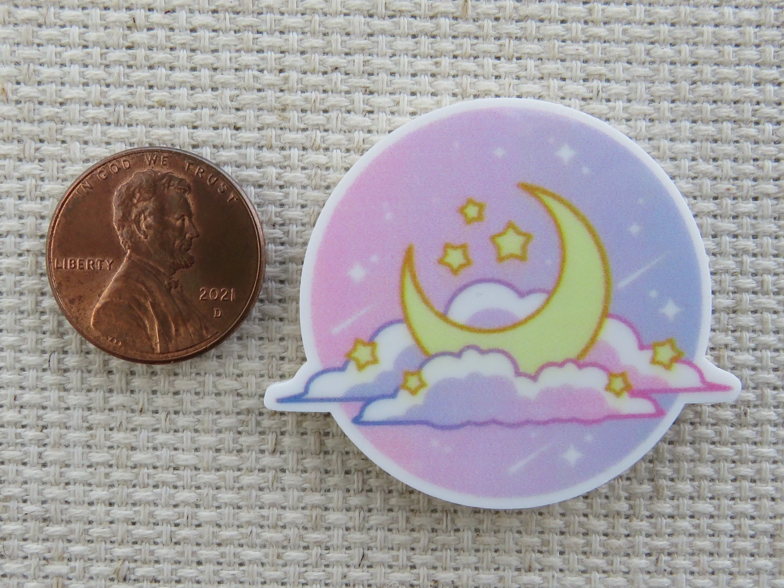 Crescent Moon Resting in Clouds Needle Minder, Cover Minder, Magnet