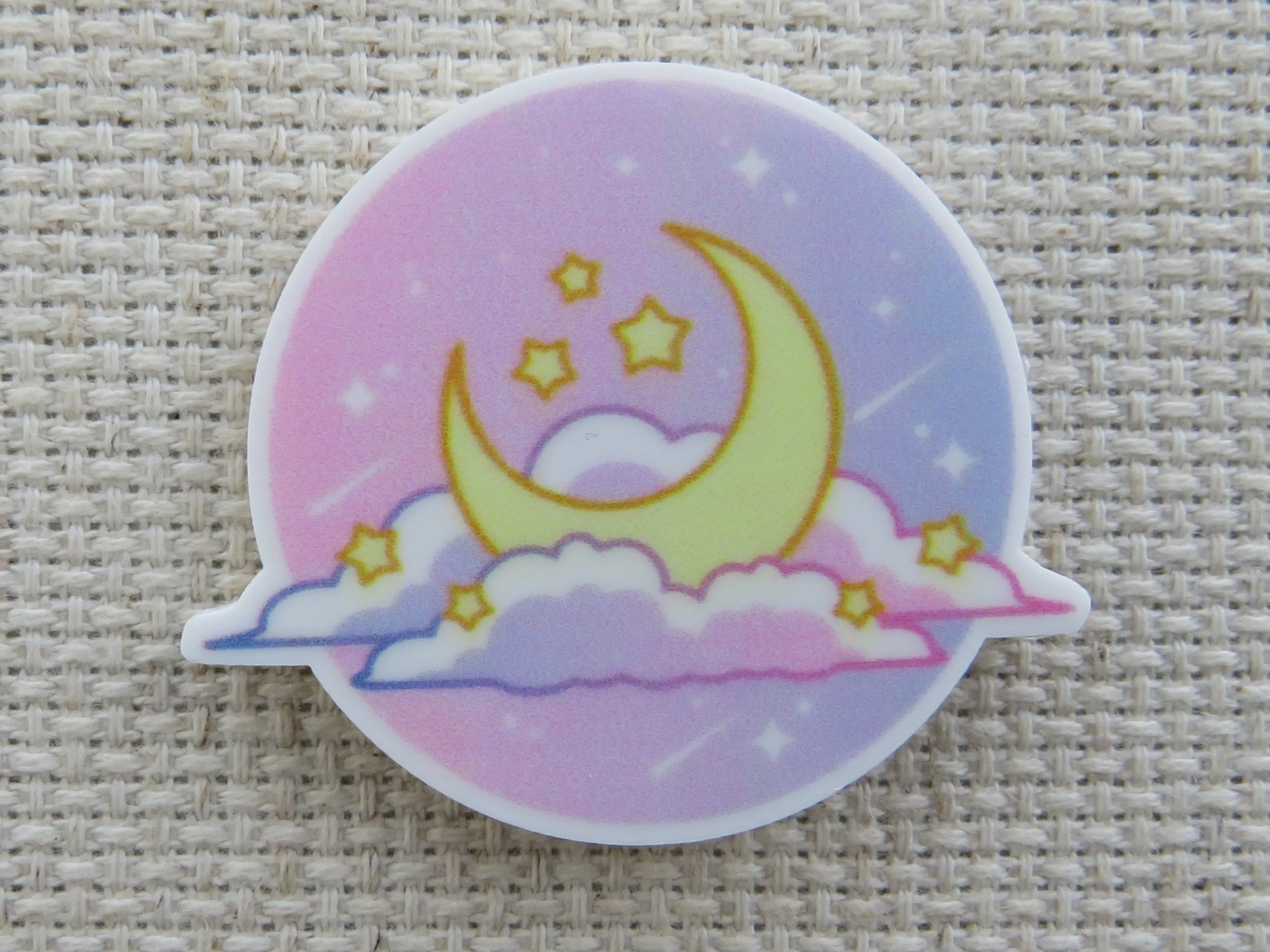 Crescent Moon Resting in Clouds Needle Minder, Cover Minder, Magnet