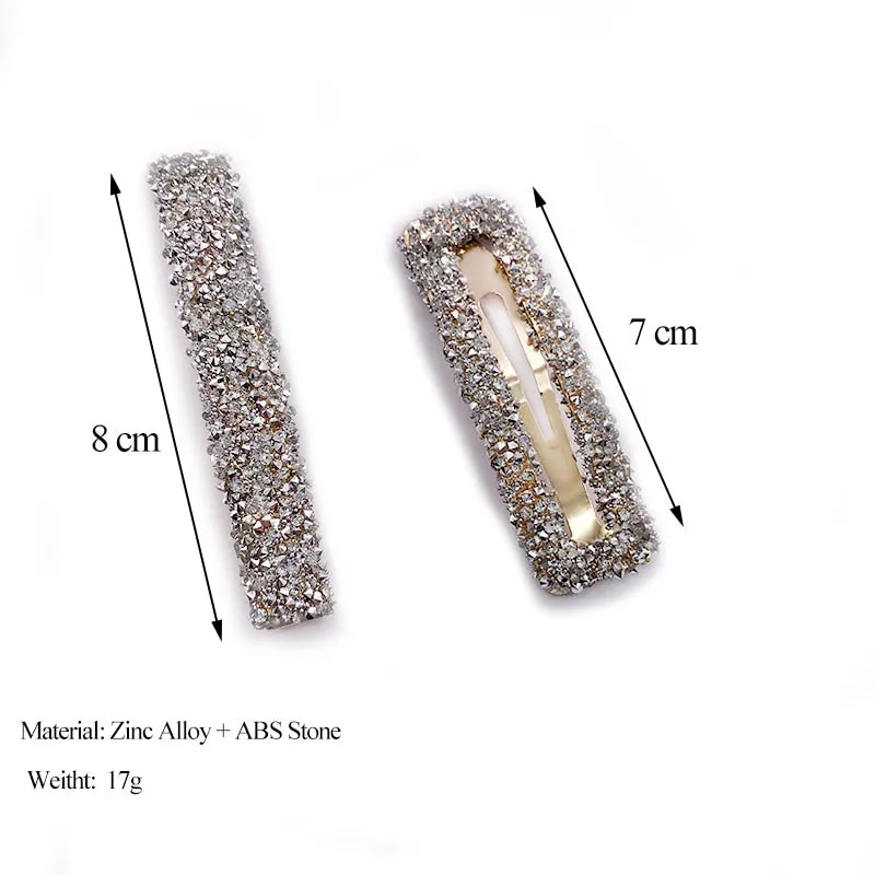 deanwangkt 2pcs/set Women Hairpins Hair Clip Accessories Femme Fashion Luxury Long Square Crystal Barrette Gold Hairgrip Headdress  New