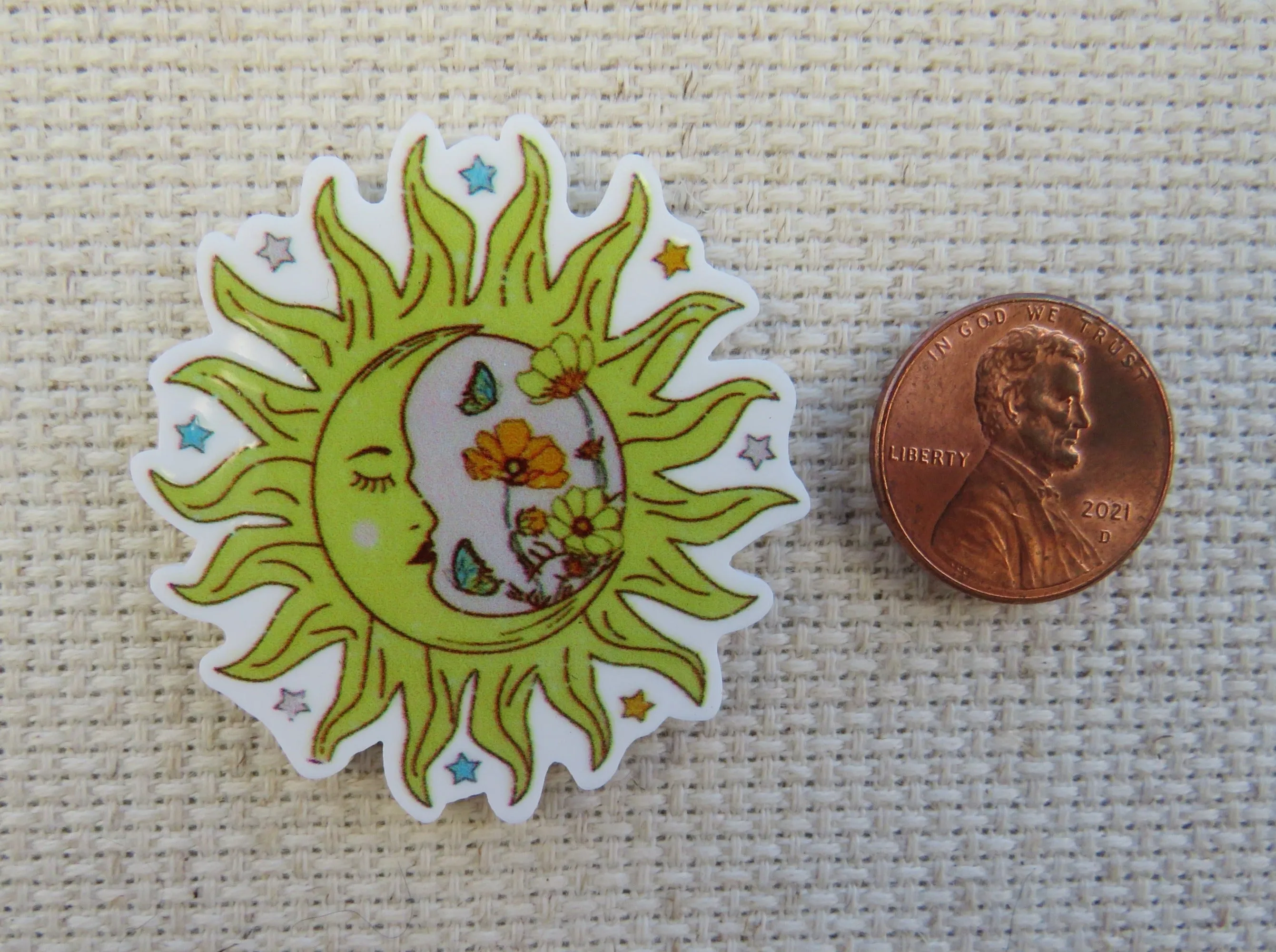 Floral Sun and Moon Needle Minder, Cover Minder, Magnet LAST ONE!