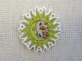 Floral Sun and Moon Needle Minder, Cover Minder, Magnet LAST ONE!