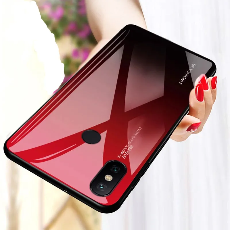 For Xiaomi Redmi Note 5 6 7 Pro 6A Case Gradient Tempered Glass Cover For Xiaomi Mi 8 A2 Lite A1 9 Mi8 Mi6 Mi9 Pocophone F1 Case