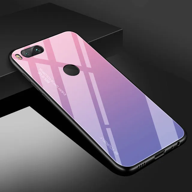 For Xiaomi Redmi Note 5 6 7 Pro 6A Case Gradient Tempered Glass Cover For Xiaomi Mi 8 A2 Lite A1 9 Mi8 Mi6 Mi9 Pocophone F1 Case