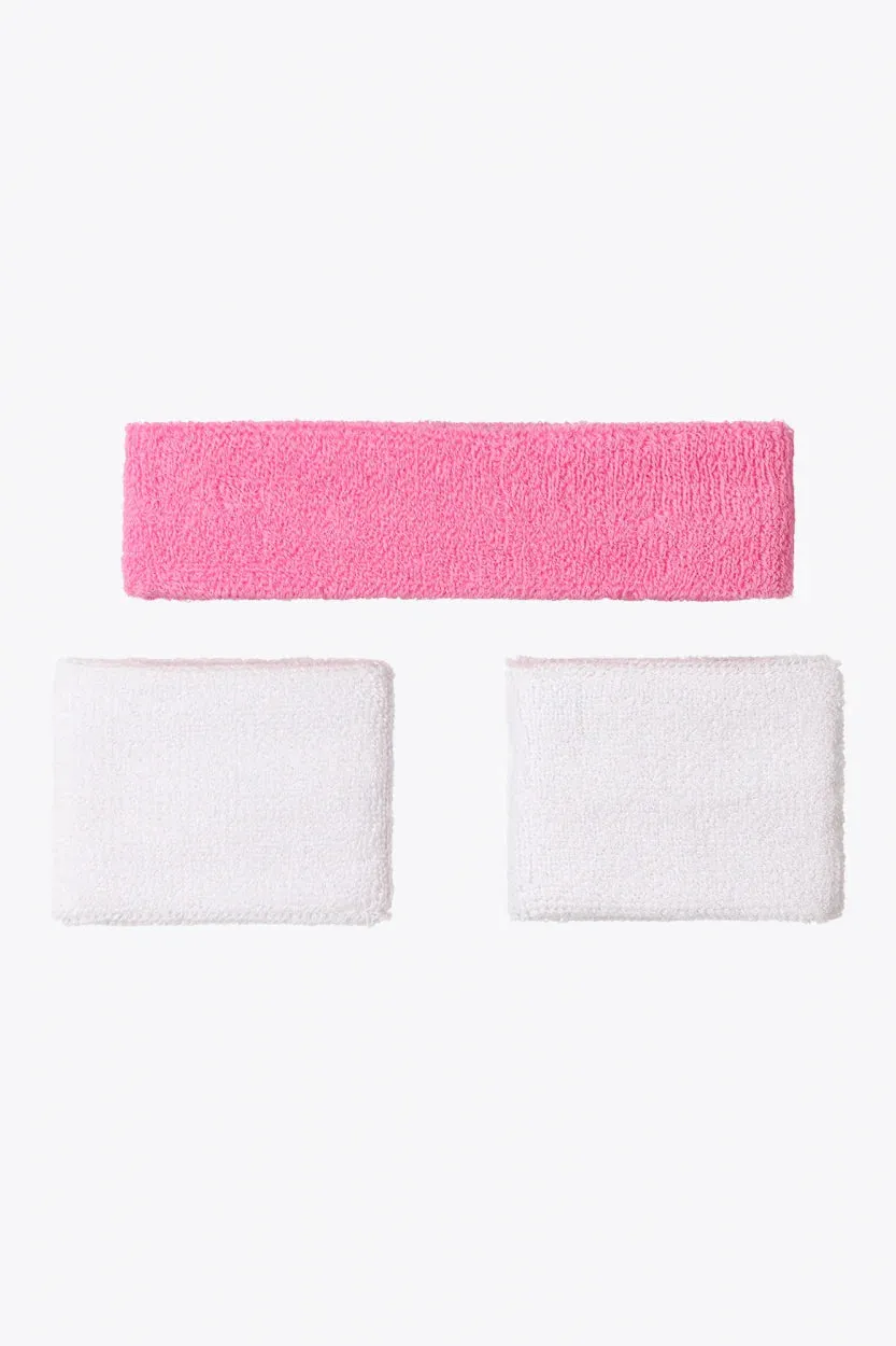 Osaka Sweatband Set - BEGONIA PINK / WHITE