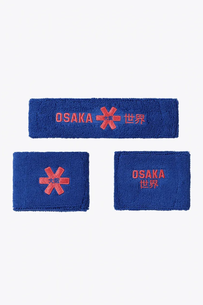 Osaka Sweatband Set - PRINCESS BLUE / CAYENNE RED