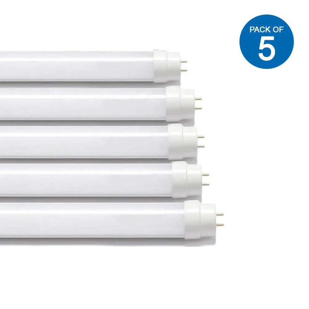 Pack of 5 T8 22W LED Nano Plastic Tube 150cms 6000K, Super Bright, Wall and Ceiling White LED, 30000 Hours Long Life