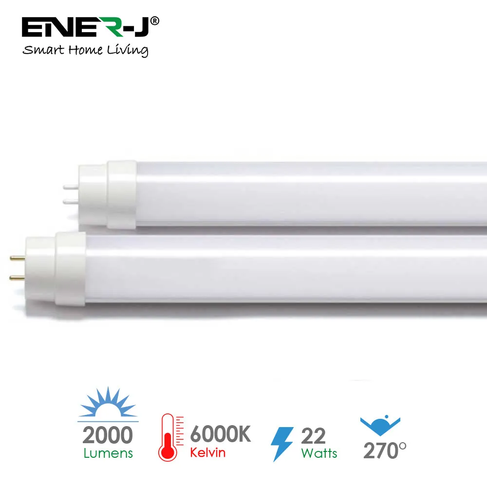 Pack of 5 T8 22W LED Nano Plastic Tube 150cms 6000K, Super Bright, Wall and Ceiling White LED, 30000 Hours Long Life