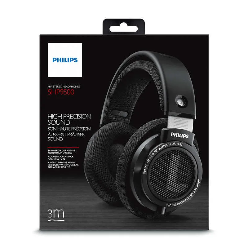 Philips SHP9500 HiFi Precision Stereo Over-Ear Headphones / SHP 9500 Cable with Mic Pack