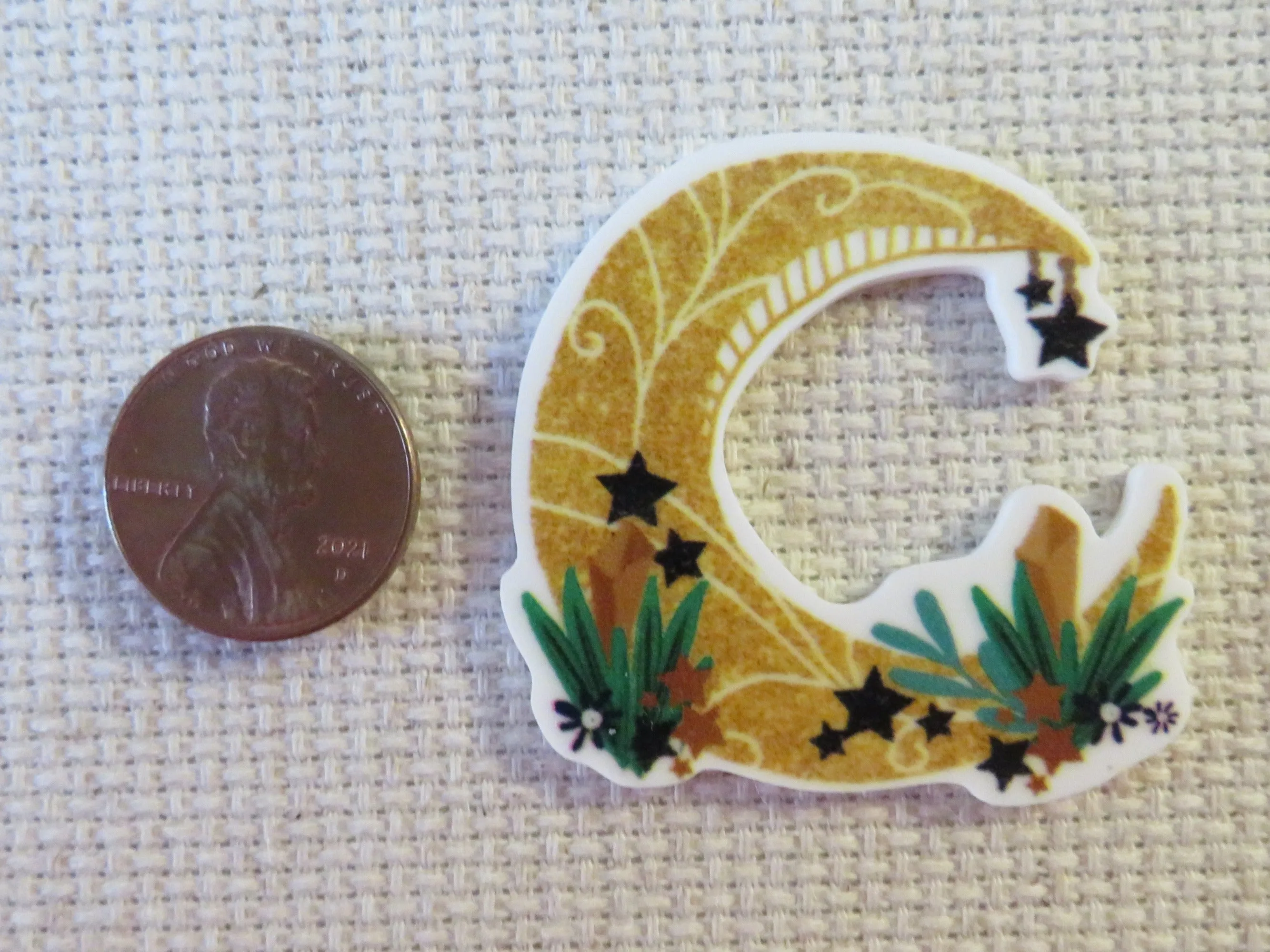 Yellow Crescent Moon Needle Minder, Cover Minder, Magnet