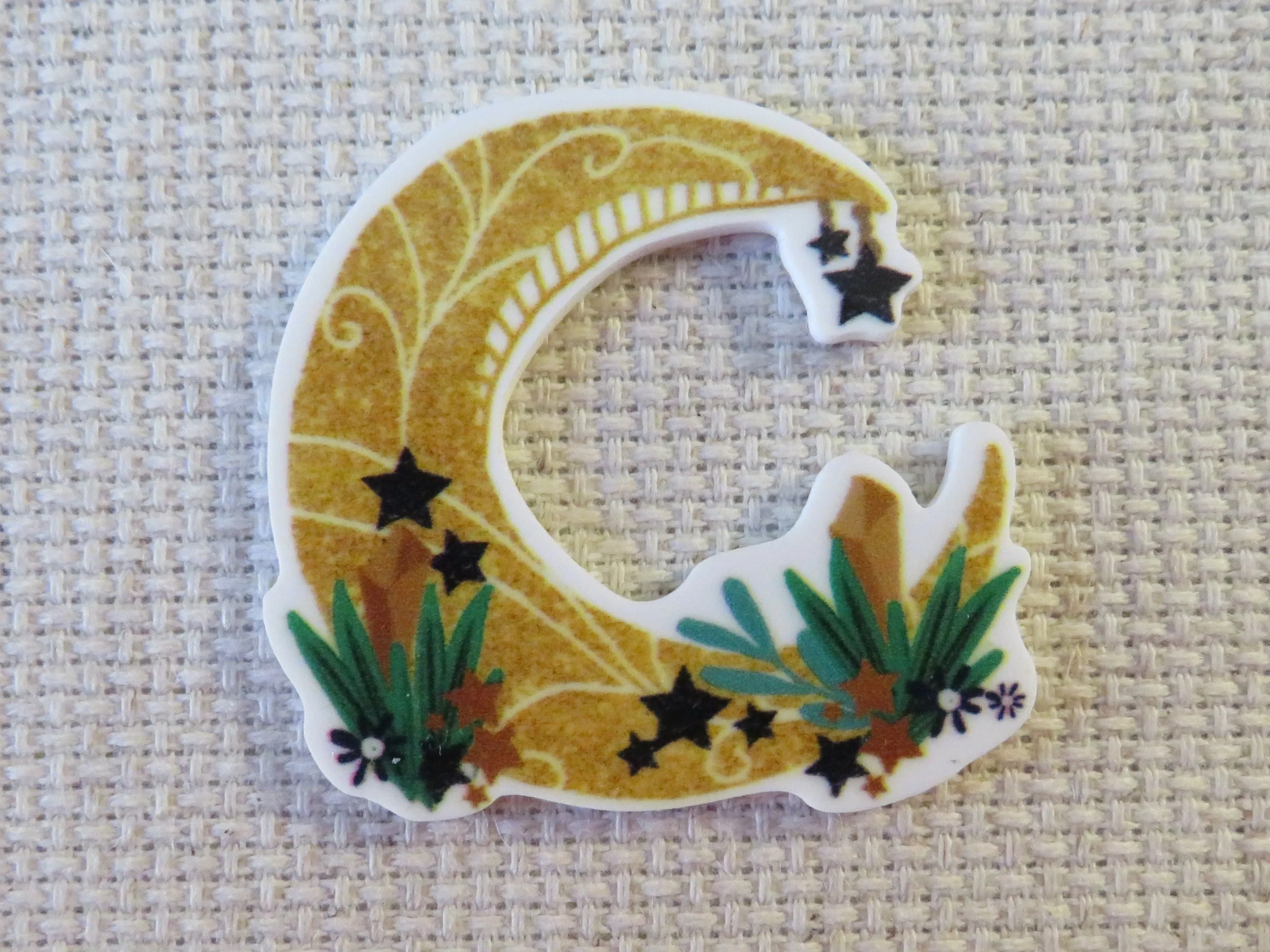 Yellow Crescent Moon Needle Minder, Cover Minder, Magnet