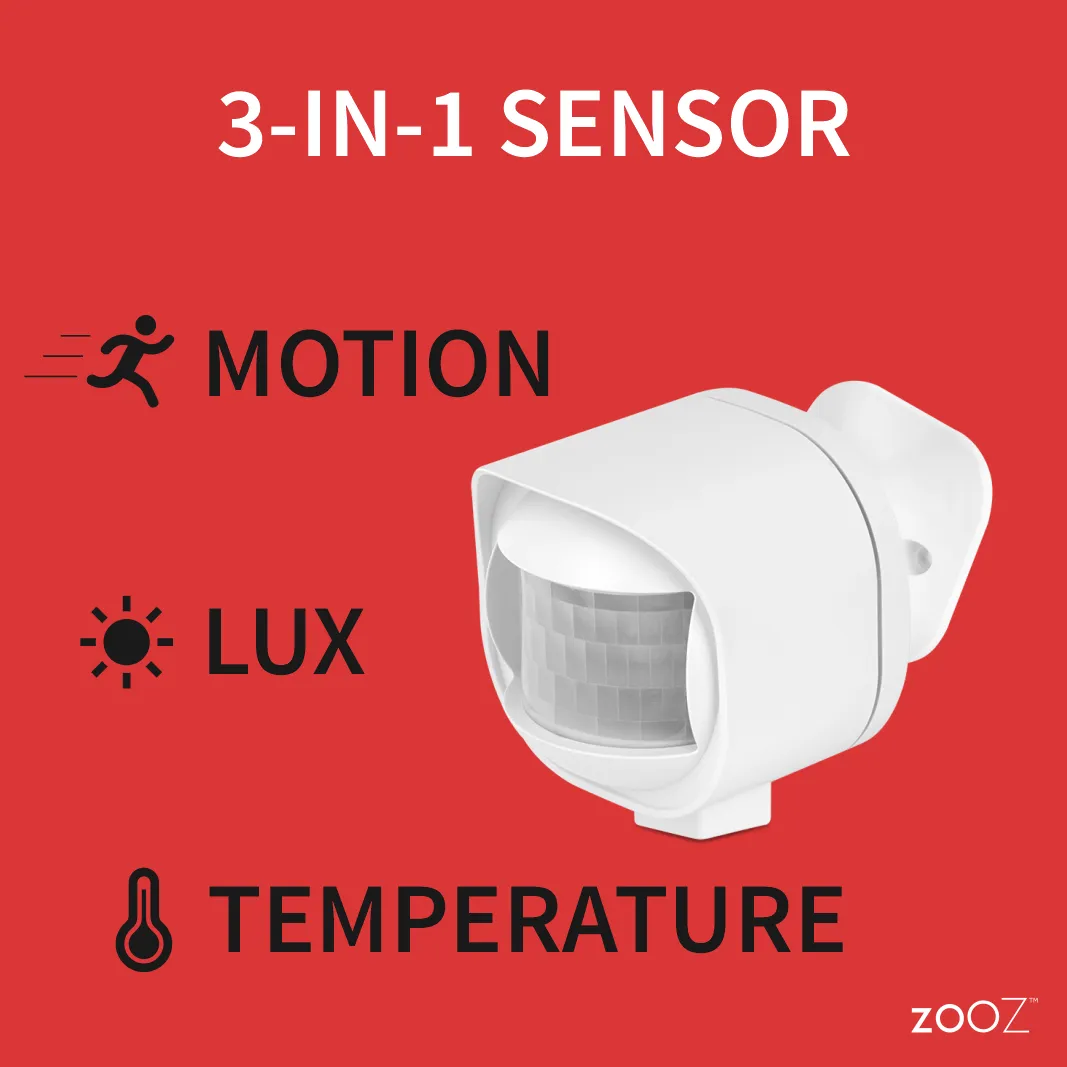 Zooz 800 Series Z-Wave Long Range Outdoor Motion Sensor ZSE70 800LR | Motion, Temp, Lux